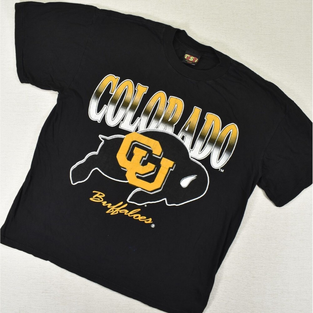 Vintage Colorado Buffaloes T Shirt Mens Large Black Single Stitch NCAA 90s Y2K